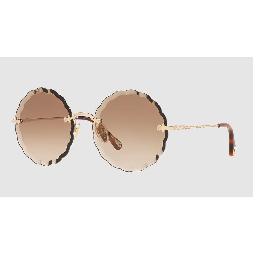 Chloé Gold Brown Geometric Round Sunglasses CH0047S